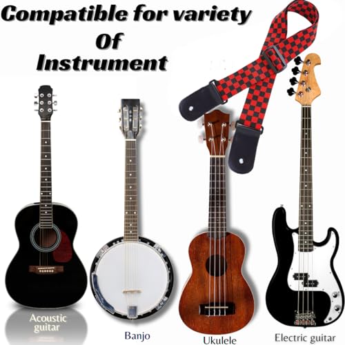 MOCKING BIRD Guitar Strap for Acoustic Adjustable Buckle Electric Guitar Strap Polyester Guitar Belt For Acoustic/Bass/Electric Guitars (Red Chess) - Image 5