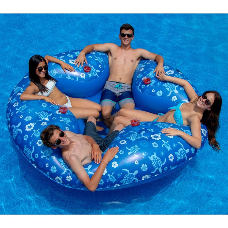 Swimline Tropical 4 Person Pool Lounger, Blue - Image 3