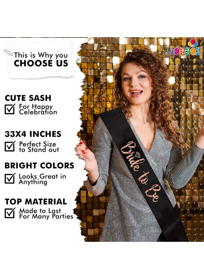 WOBBOX Bachelorette Party Sash for Bride & Groom, Bride to Be Sash, Briadal Shower Sash, Team Bride Sash, Bachelorette Party Decoration Items- Black Rose Gold Foil Big Text Bride to be - Image 4