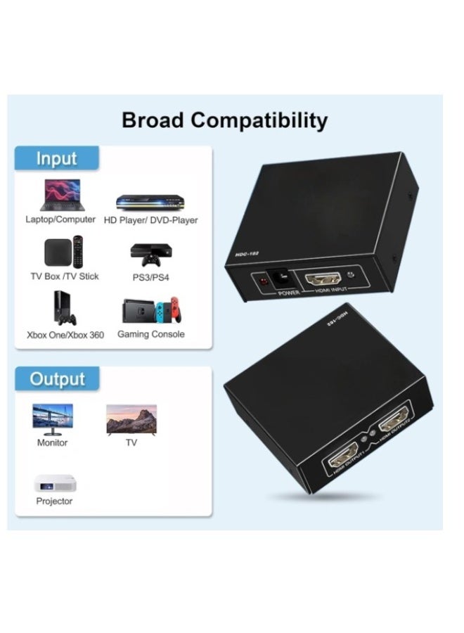 Haing موزع HDMI 4Kx2K 1x2 مدخل 1 مخرج 2 4K مع موزع UHD 1.4V - Image 2