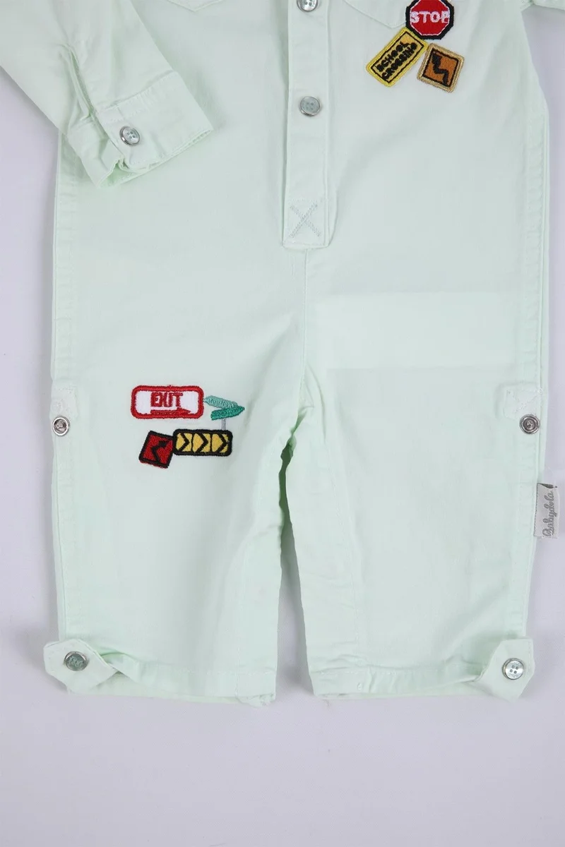بيبي هولا Babyhola Denim Fabric Girl Boy Baby Jumpsuit 12304