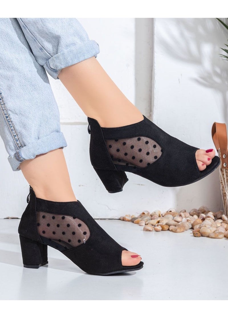 Vbranda - Suede Sandals Open Front With Side Shape C-52 BLACK - Image 1