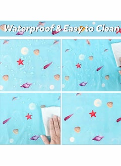 KASTWAVE Mermaid Party Table Cloth, Plastic Table Cover, Rectangular PVC Tablecloth for Kids Girls Birthday Mermaid Party Supplies Decorations, Ocean Sea Party Decor Favors (3 Pack, 51 x 86.6 Inch)  - Image 4