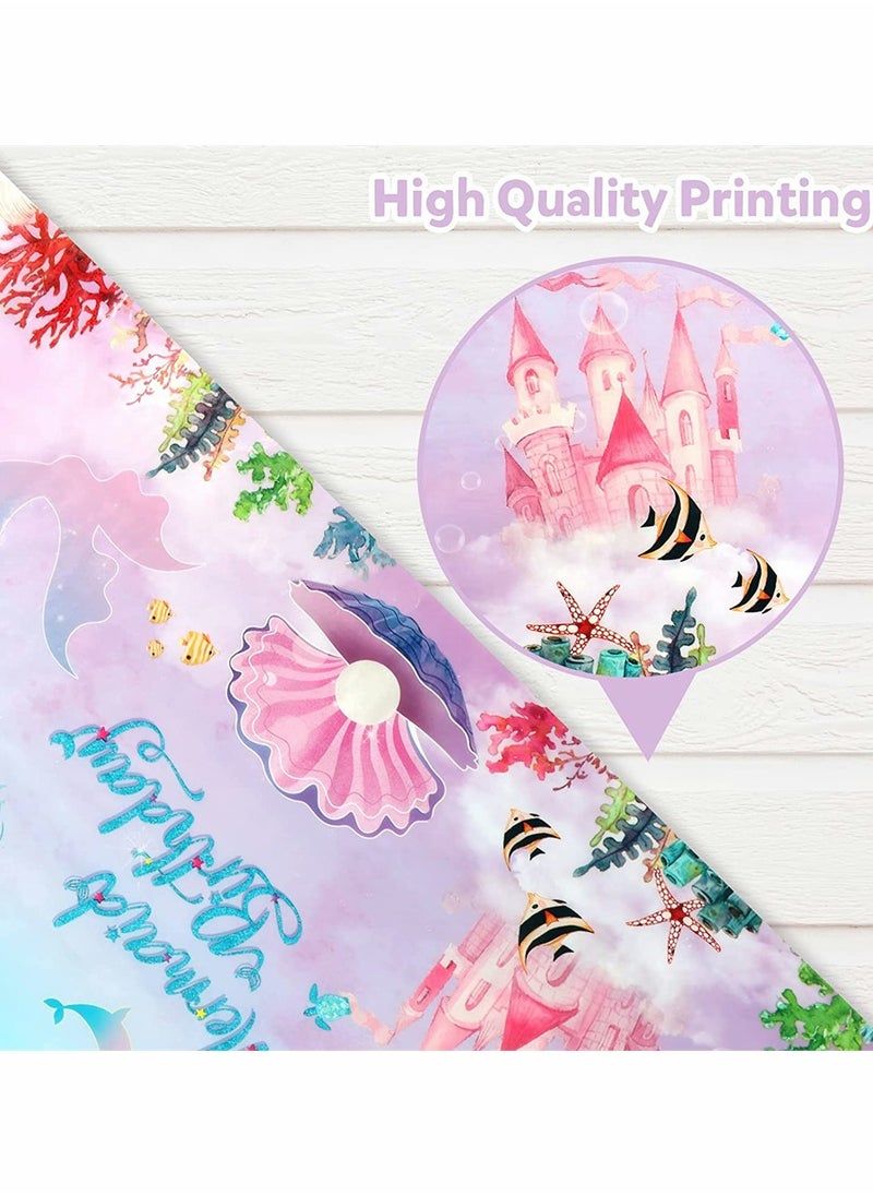 KASTWAVE - Mermaid Party Table Cloth, Plastic Table Cover, Rectangular PVC Tablecloth for Kids Girls Birthday Mermaid Party Supplies Decorations, Ocean Sea Party Decor Favors (3 Pack, 51 x 86.6 Inch) - Image 1