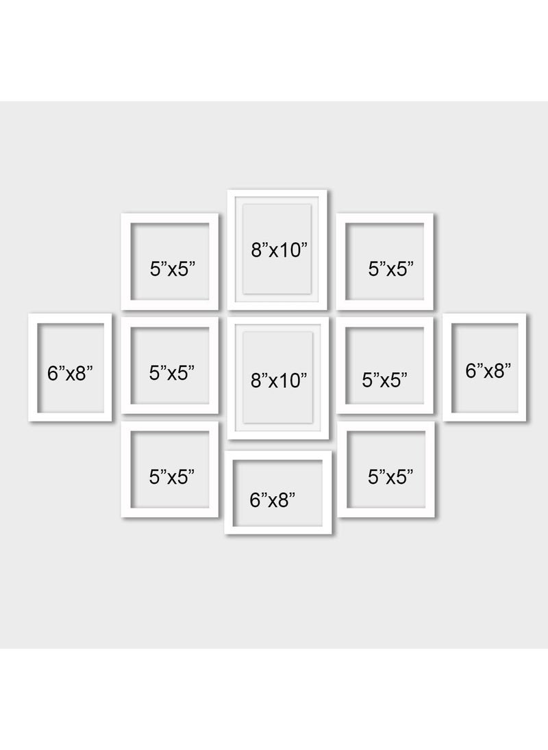 Art Street Art Street Set Of 11 White Photo Frame For Home Décor Living Room Wall Decoration (Size - 5X5, 6X8, 8X10 In), Plastic; Synthetic Wood; Plexiglass, Rectangular  - Image 2