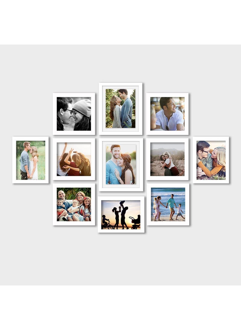 Art Street Art Street Set Of 11 White Photo Frame For Home Décor Living Room Wall Decoration (Size - 5X5, 6X8, 8X10 In), Plastic; Synthetic Wood; Plexiglass, Rectangular  - Image 1