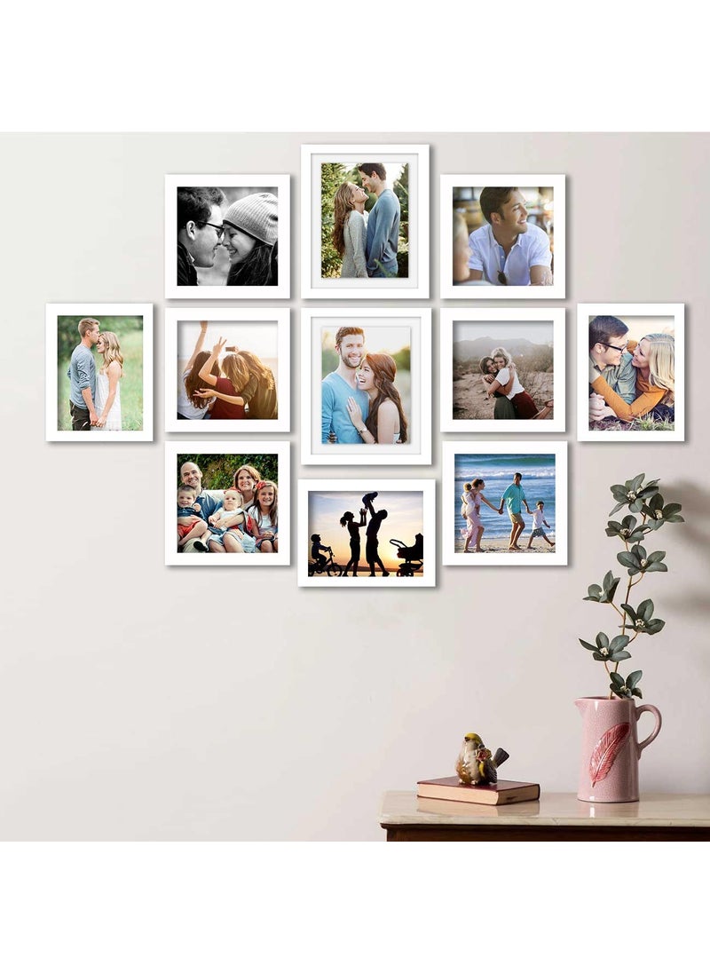 Art Street Art Street Set Of 11 White Photo Frame For Home Décor Living Room Wall Decoration (Size - 5X5, 6X8, 8X10 In), Plastic; Synthetic Wood; Plexiglass, Rectangular  - Image 3