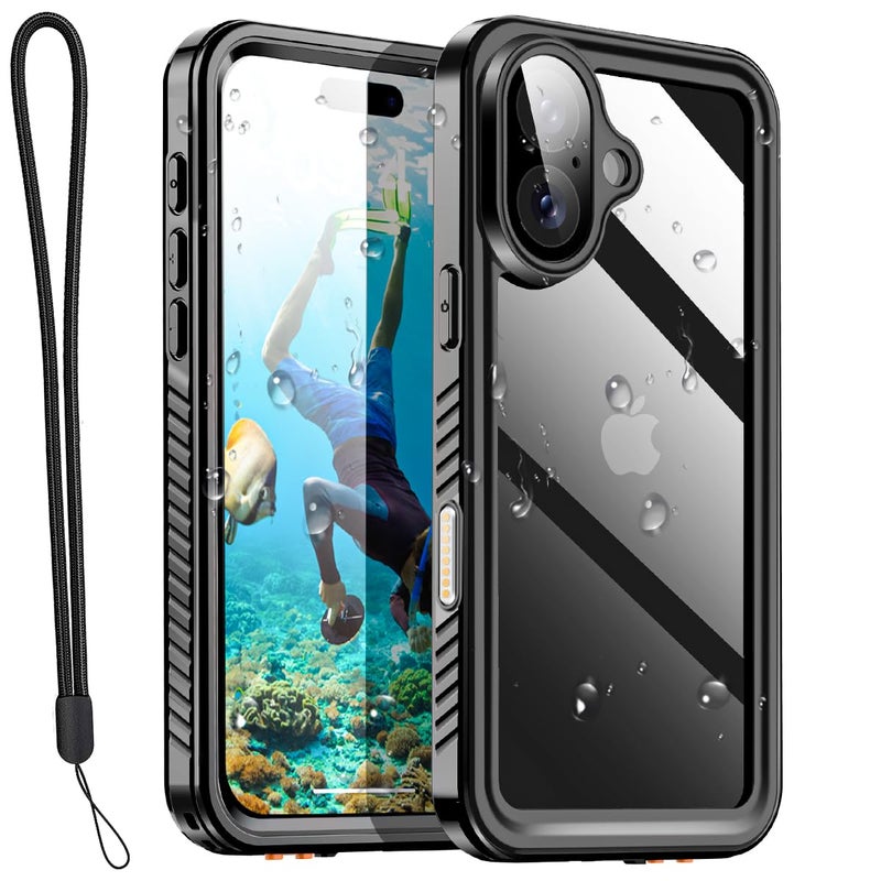 AICase Compatible with iPhone 17 Case Waterproof, Clear Water Proof Built-in Screen Protector Shockproof Dustproof Snowproof Full Body Rugged Underwater Phone Case with Lanyard - Image 1