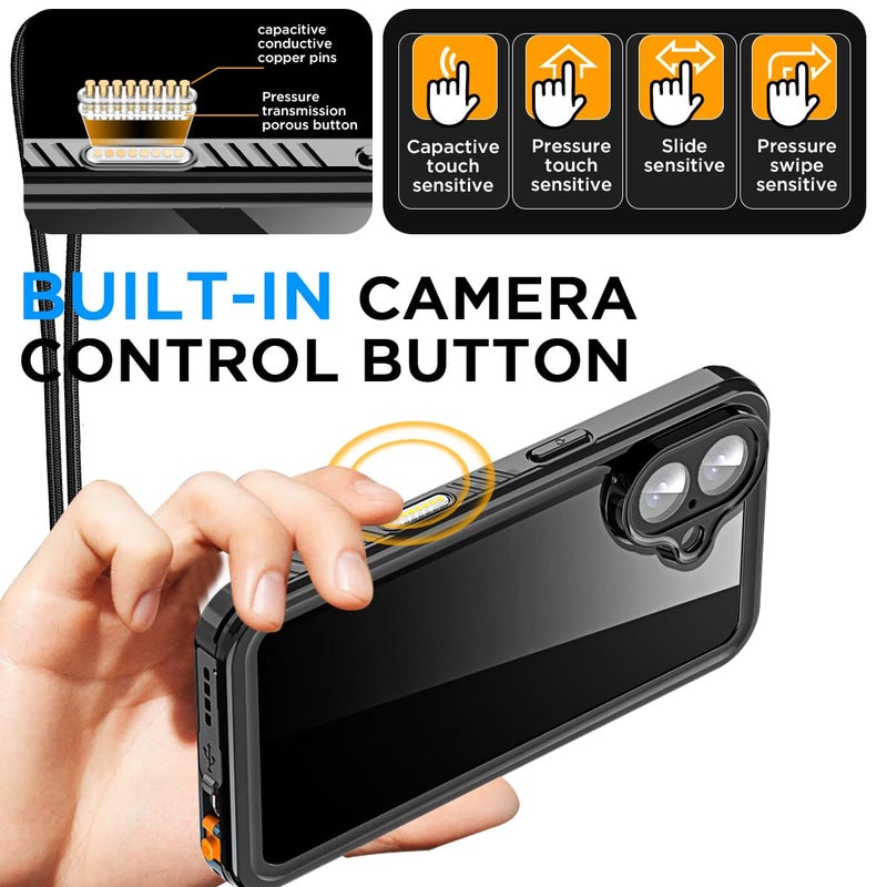 AICase Compatible with iPhone 17 Case Waterproof, Clear Water Proof Built-in Screen Protector Shockproof Dustproof Snowproof Full Body Rugged Underwater Phone Case with Lanyard - Image 3