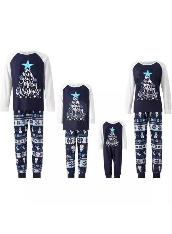 CCOVERY Matching Family Pajamas Sets Holiday Long Sleeve Christmas Pajamas Round Neck Print Xmas Pjs Matching Set Casual Soft Home Sleepwear Loungewear - Image 1