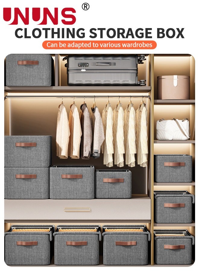 UNUNS 3-Piece Foldable Cloth Storage Box,Foldable Closet Drawer Storage Box With Transparent Cover And Handle,Drawer Organizers for Clothing,Jeans,T-Shirt  - Image 2