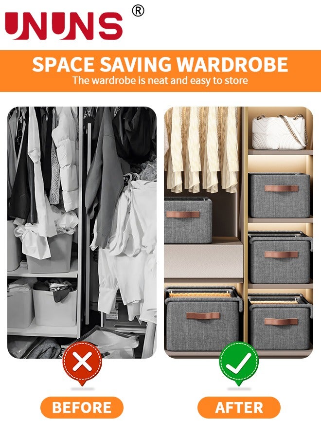 UNUNS 3-Piece Foldable Cloth Storage Box,Foldable Closet Drawer Storage Box With Transparent Cover And Handle,Drawer Organizers for Clothing,Jeans,T-Shirt  - Image 3