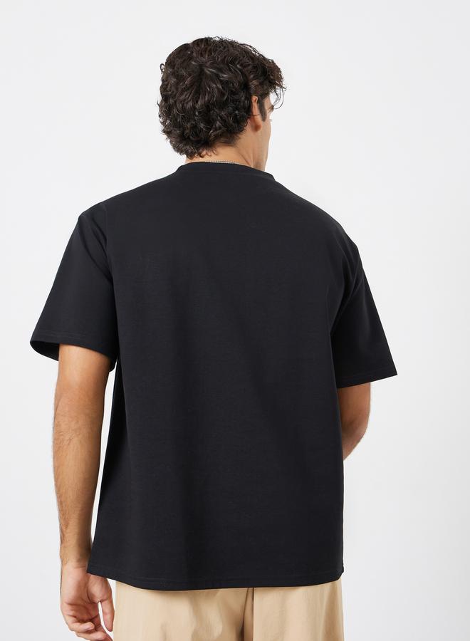 ستايلي تيشيرت رجالي واسع من الجيرسيه الثقيل مع شارة - Image 5