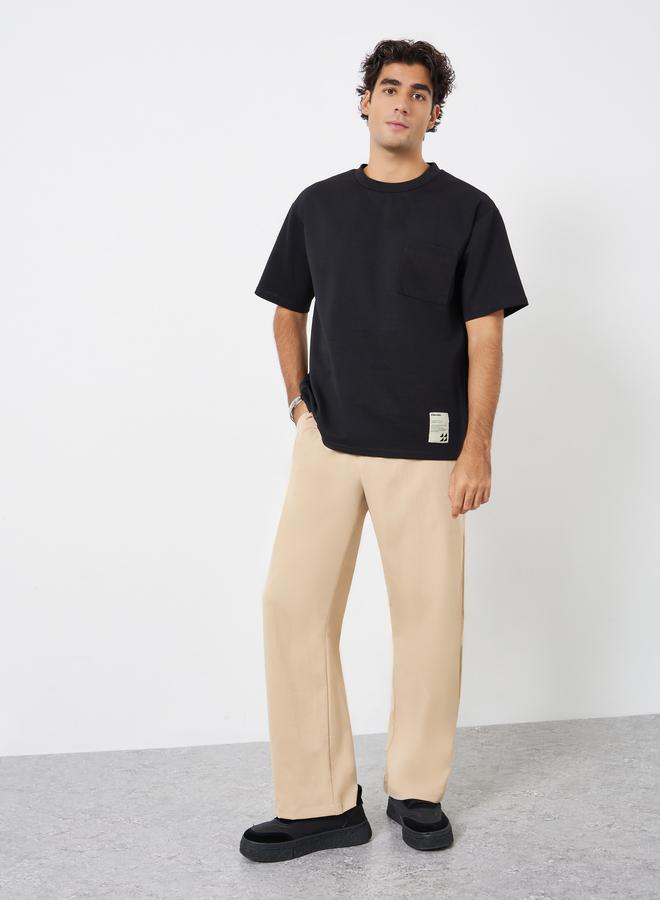 ستايلي تيشيرت رجالي واسع من الجيرسيه الثقيل مع شارة - Image 2