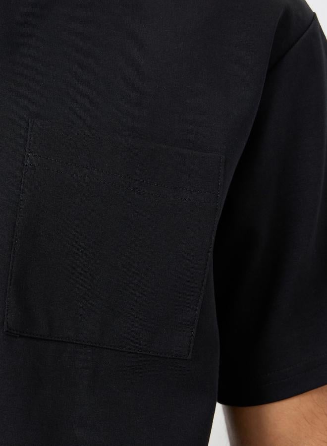 ستايلي تيشيرت رجالي واسع من الجيرسيه الثقيل مع شارة - Image 4