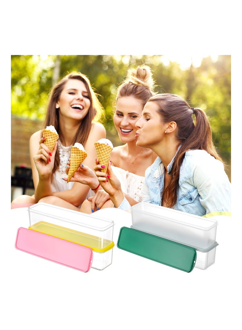 KASTWAVE 4Pcs Rectangle Ice Cream Storage Containers, Reusable Homemade Ice Cream Case with Lids and Scoop, 2 Quarts Freezer Storage Container for Ice Cream, Sorbet and Frozen Yogurt - Image 5
