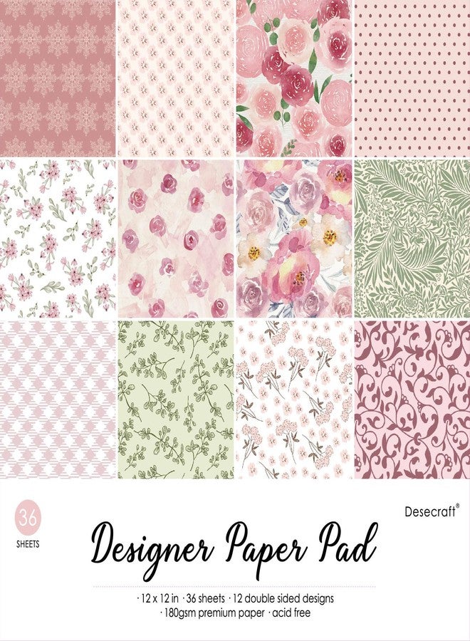 Desecraft Spring Vintage 12x12 in Double Sided Paper Pad Pack Scrapbook Cardstock Decorative Paper - 36 Sheets - for Card Making Journaling Planner Origami Decopage Decorative Scrapbooking Supplies - Image 1
