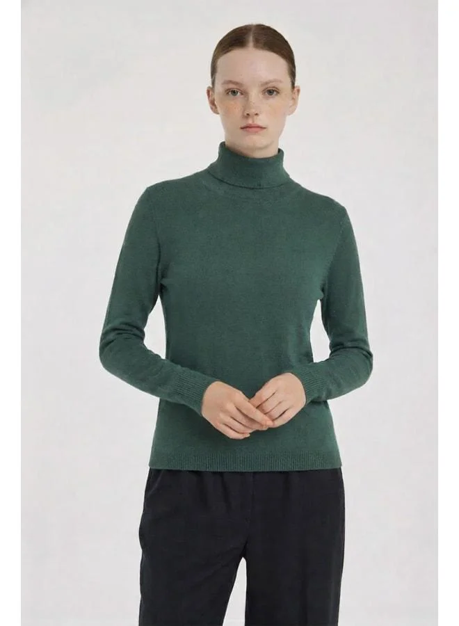 Mısırlı 1951 Green Fisherman's Collar Women's Sweater