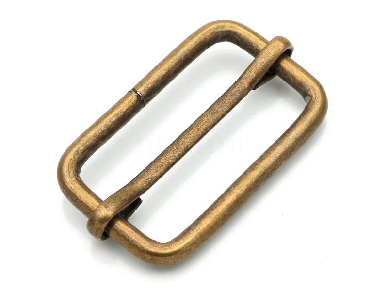 CRAFTMEMORE CRAFTMEmore Loops Sliders CRAFTMEmore Movable Bar Slide Strap Adjuster Rectangle Strap Keeper Triglide Belt Keeper Purse Making 58 34 1 Pack of 10 1 Inch Antique Brass  - Image 1
