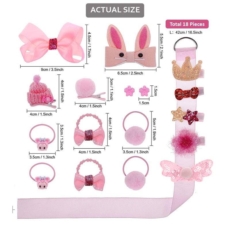 kapimo Baby Girl's Fancy Hair Clips Stylish Fashion Hair Accessories Set Box for Girl's (Pink) 18 Pcs - Image 2
