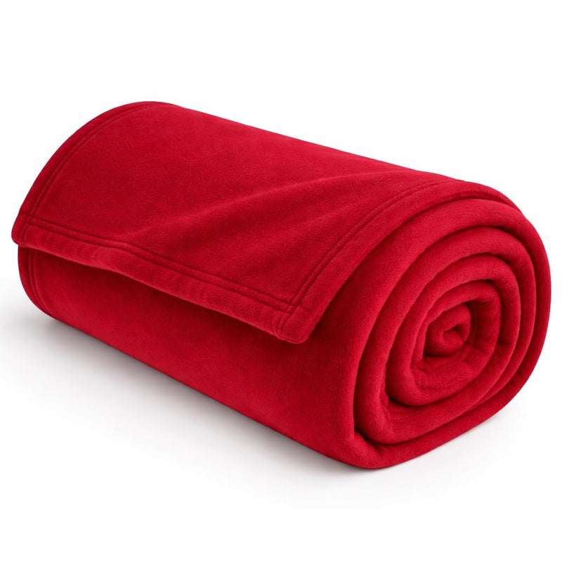 Homitecture Fleece Blanket 300 TC All Season Solid/Plain Light Weight Polar Fleece Single Bed Blanket (230 x 150 cm,Skin Friendly) (RED) - Image 4