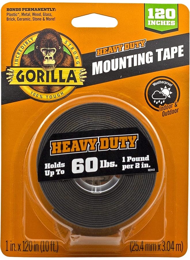 Gorilla Gorilla Heavy Duty Double Sided Mounting Tape XL, 1" x 120", Black, (Pack of 1)  - Image 1