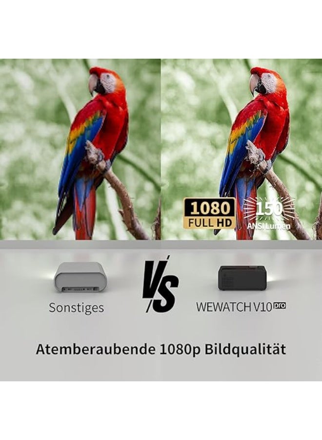 WEWATCH V10 PRO Projector – Full HD 1080P Portable & Easy-to-Use Home Cinema – WiFi & Bluetooth Compatible with TV Stick & Smartphone - Image 2