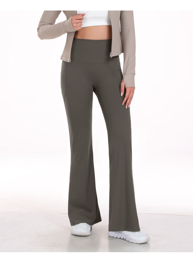 Lulu New Pocket Yoga Flared Pants High Waist Hip-shaping Casual Skinny Fitness Trousers Slim Fit Wide Leg Pants