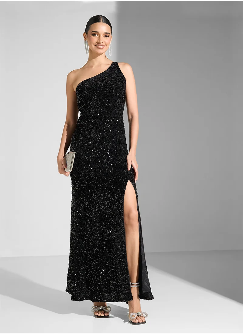 ايلا ليمتد اديشن One Shoulder Shimmer Dress With Slit