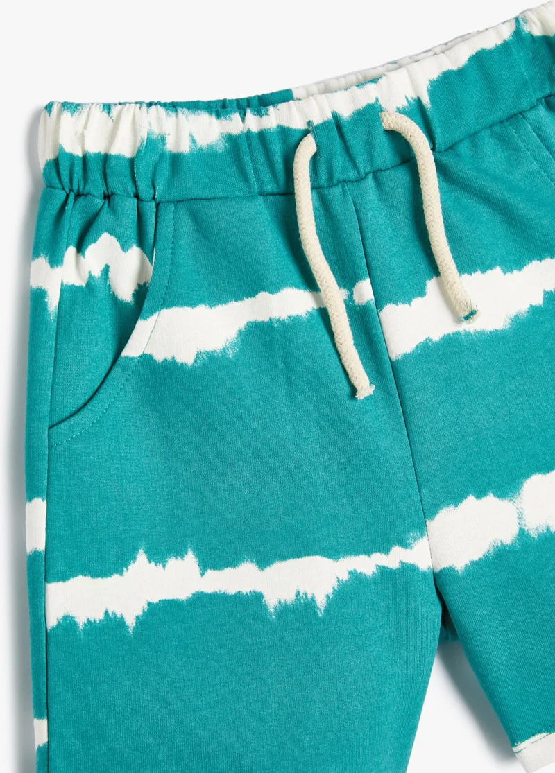 كوتون Cotton Shorts with Pocket Tie Waist Batik Patterned Cotton
