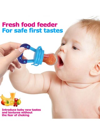 3 PCS Food Feeder Pacifiers with Pacifier Clips, Baby Fruit Feeder Weaning Dummies Set, Teething Dummy for Babies Infant Toddlers(Blue/Green/Yello) - view 5
