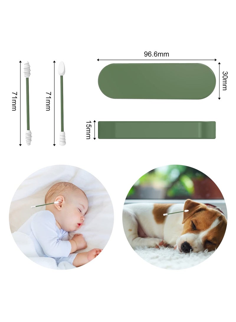 KASTWAVE 3 صناديق من أعواد القطن السيليكونية، مزدوجة الرأس، قابلة للغسل، أعواد قطن دوارة قابلة لإعادة الاستخدام، مع صندوق تخزين، لمكياج يومي وتنظيف الأذن (رمادي، أخضر، أزرق) - Image 2