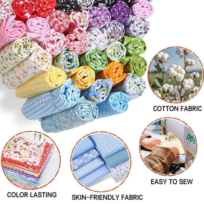 VUFVOID High-Grade Cotton Quilting Fabric Bundle, 100% Cotton Floral Print Patchwork Material for DIY Sewing, Cushions, Crafts, Machine Washable, Multi-Color Patterns (Green, 20 * 20'') - Image 4