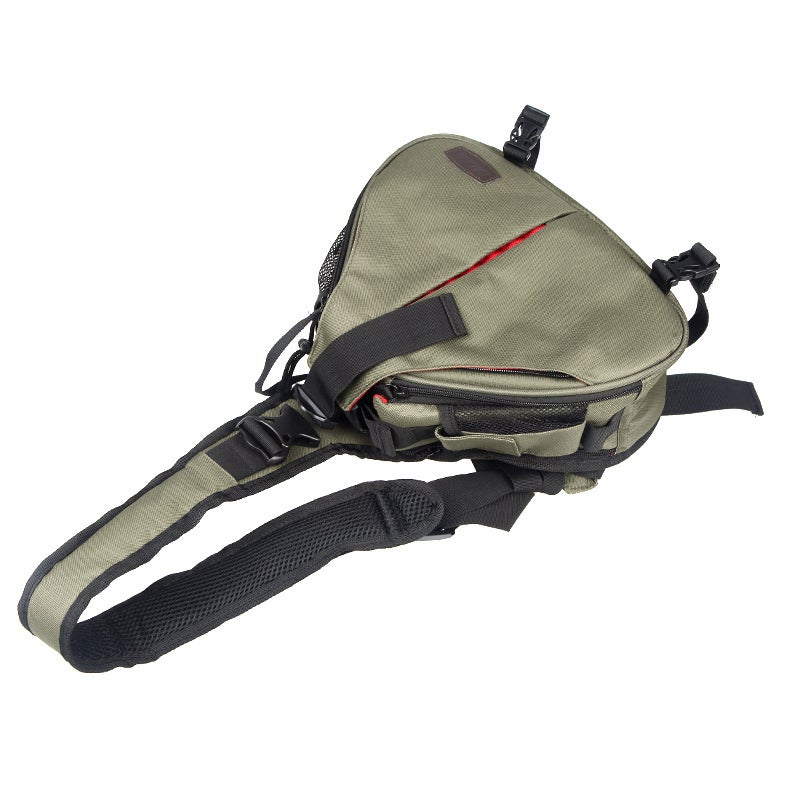 DSLR Camera Bag: Green Twill Nylon Shoulder Bag - Shock-Absorbent Padded Interior Waterproof Rain Cover for Professional Photographers Outdoor Shooting Equipment Storage - Image 4