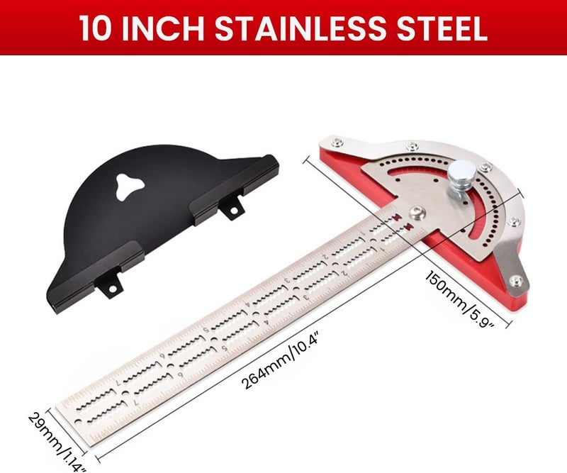 ELEPHANTBOAT 10 Inch Multi-Angle Measuring Ruler for Woodwork Stainless Steel Laser Etched Protractor Scribing Ruler Angle Finder Ruler for Marking, Measuring, Ideal for DIY Crafts, Woodwork Craft - Image 2