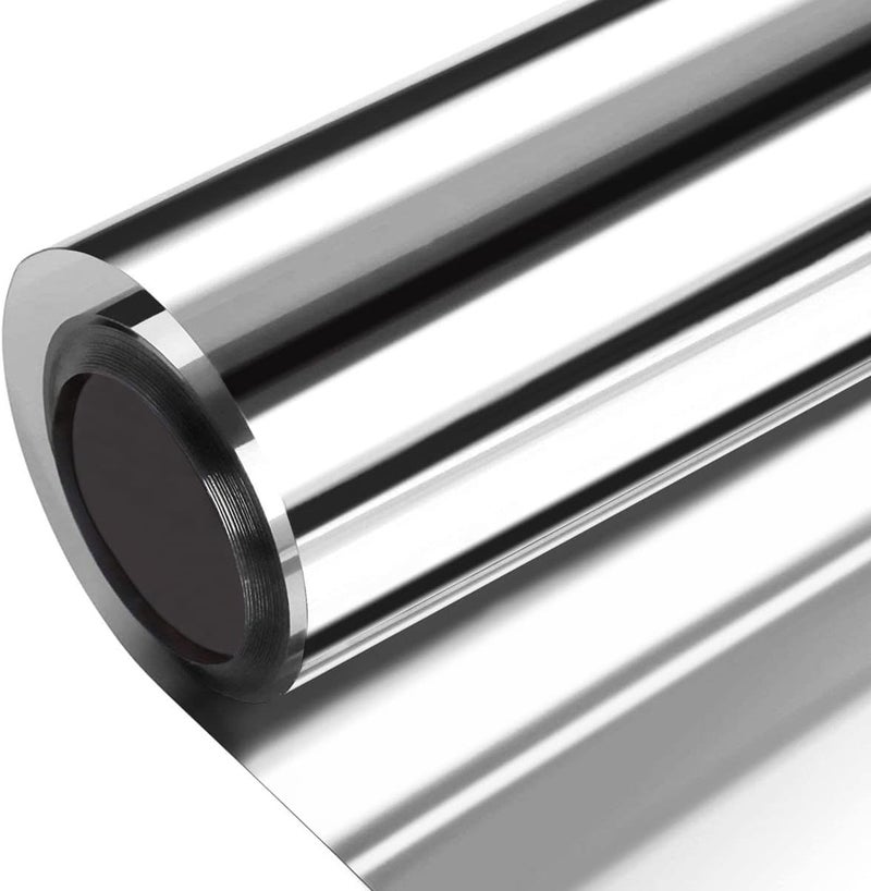 WISDOM Home/Office/Bathroom One Way Window Film Non Adhesive Mirror Reflective Privacy Window Film Static Cling Glass Tinting Silver (20 X 130 INCHES, Silver) - Image 1