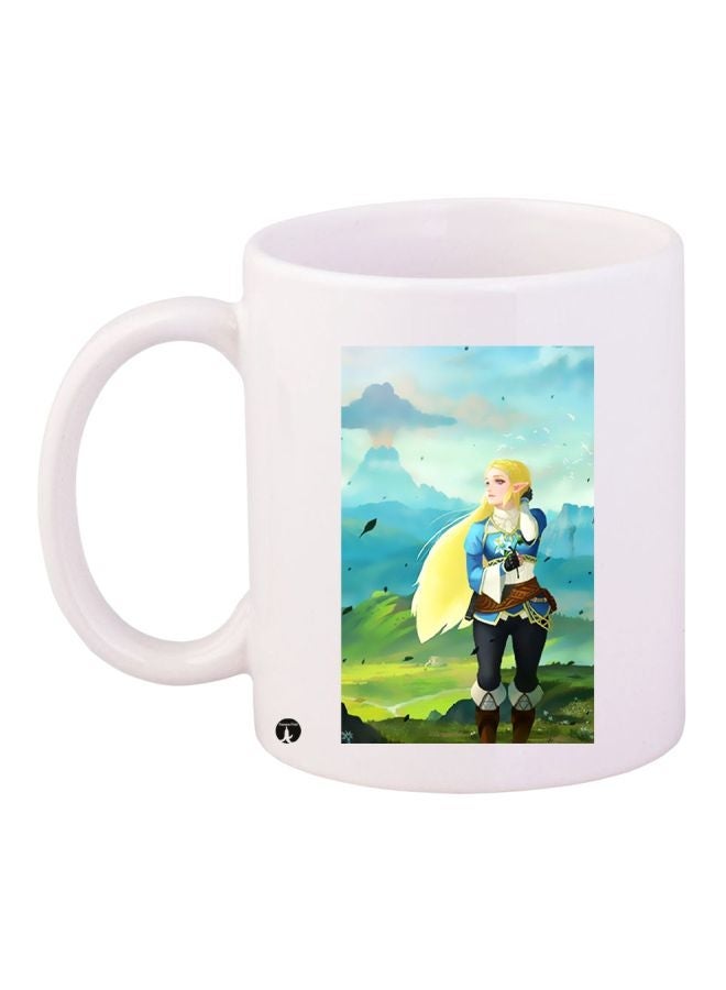 RYN Anime Girl Printed Coffee Mug White/Green/Blue 11ounce