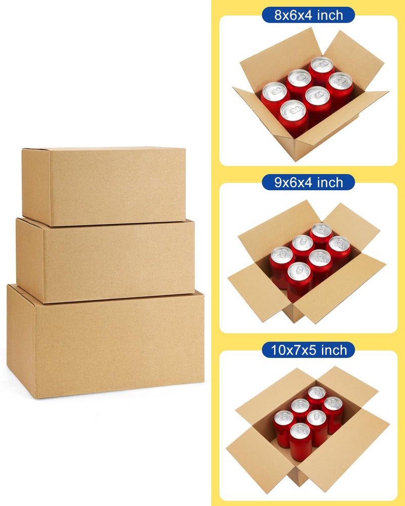 Poever Assorted-Sizes-Shipping-Boxes-45-Pack: 8x6x4 & 9x6x4 & 10x7x5 Small-Shipping-Boxes-Mailers, Brown Corrugated-Cardboard-Boxes-for-Packing-Small-Business Mailing - Image 3