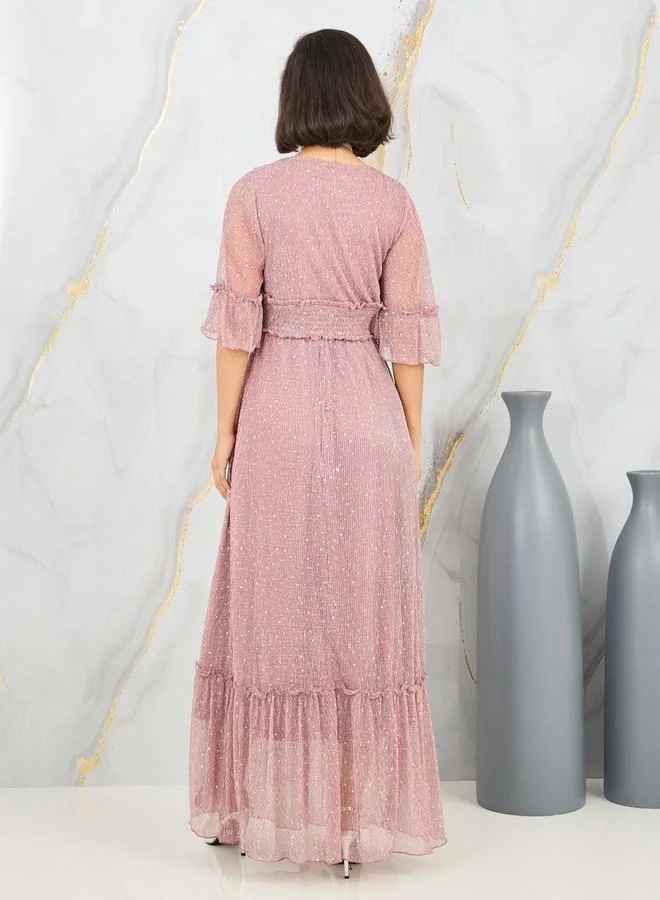 ستايلي Mauve Ruffle Maxi Dress
