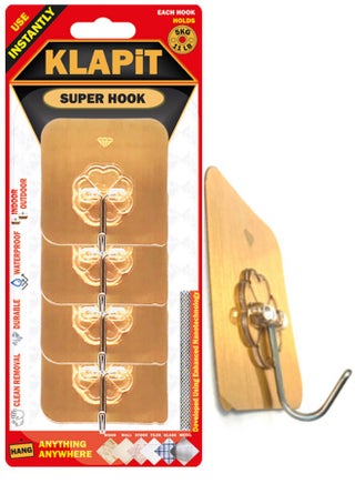 KLAPiT Super Hook Heavy Duty Adhesive, Holds 11 Pounds or 5Kg Weight, Waterproof and Damage Free for Wall, Tile, Wood, Stone, Glass, Metal, Made of Steel -Gold - pzsku/Z6B4240084348E5AB2A20Z/45/_/1723529155/b0f6288a-817e-4bba-96ed-ca4392abf529