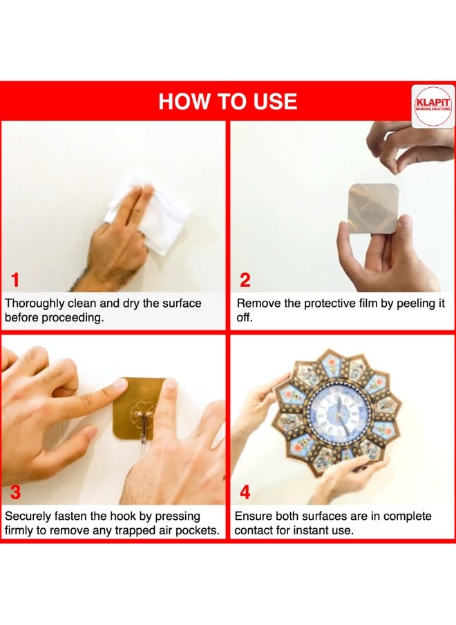 KLAPiT - KLAPiT Super Hook Heavy Duty Adhesive, Holds 11 Pounds or 5Kg Weight, Waterproof and Damage Free for Wall, Tile, Wood, Stone, Glass, Metal, Made of Steel -Gold - Image 1