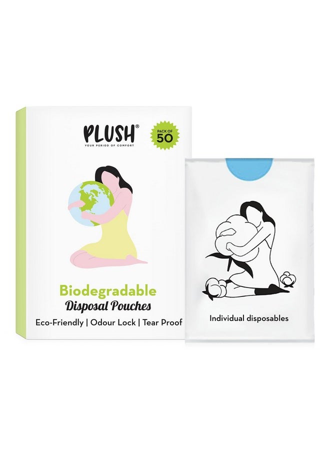 Plush Biodegradable Disposable Bags, Pack Of 50 | Discreet Seal For Sanitary Pads & Intimate Products Disposal | Odour Lock Technology | Tear & Tamper Proof | Convenient, Portable, & Hassle-Free  - Image 1