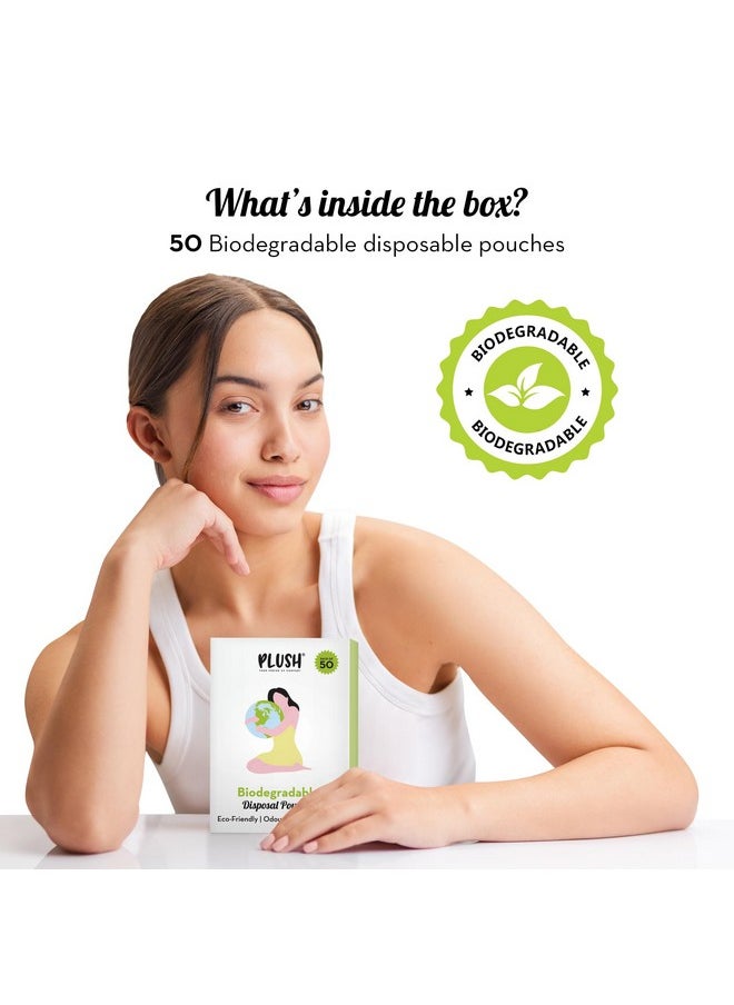 Plush Biodegradable Disposable Bags, Pack Of 50 | Discreet Seal For Sanitary Pads & Intimate Products Disposal | Odour Lock Technology | Tear & Tamper Proof | Convenient, Portable, & Hassle-Free  - Image 2