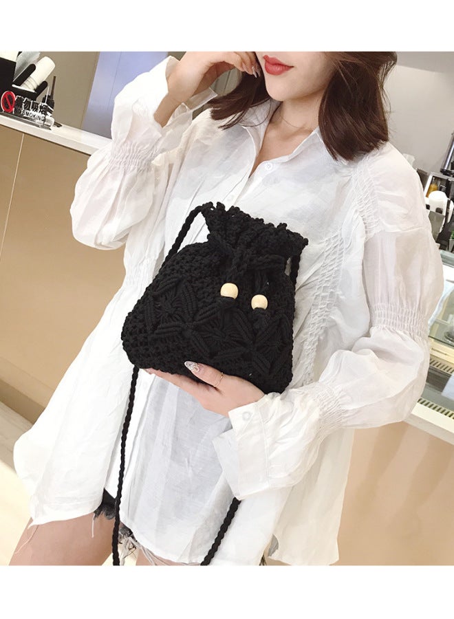 RICH String Knitted Tassel Bag Beach Women's Bag Woven Bag Custom Straw Woven Bag - Image 1