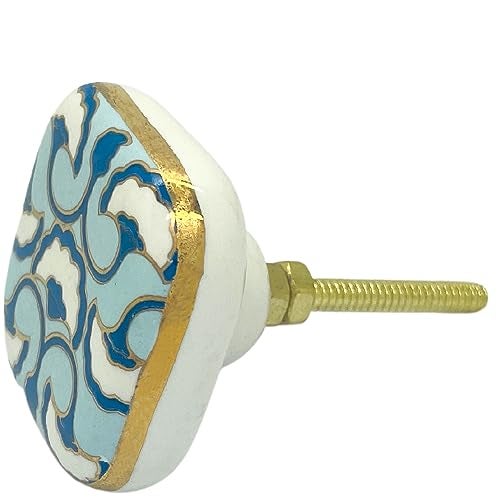 J P Hardware Ceramic Square Knobs Drawer Pulls for Cabinets and Home Kitchen (42mm, Gold Multicolour) - Pack of 4 (Ceramic Square Knob 6) - Image 3