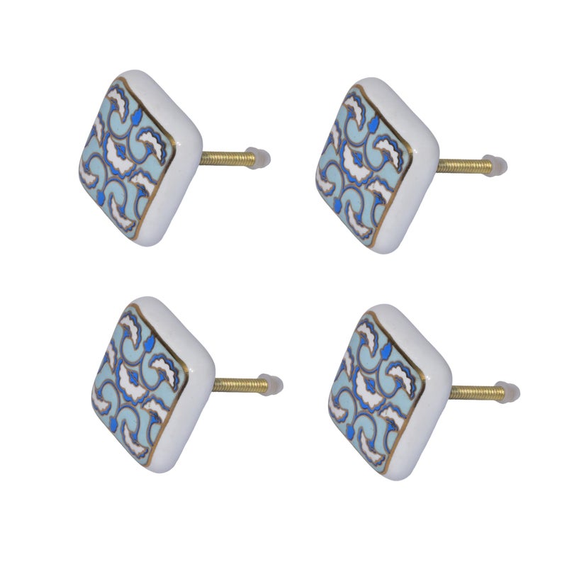 J P Hardware Ceramic Square Knobs Drawer Pulls for Cabinets and Home Kitchen (42mm, Gold Multicolour) - Pack of 4 (Ceramic Square Knob 6) - Image 5