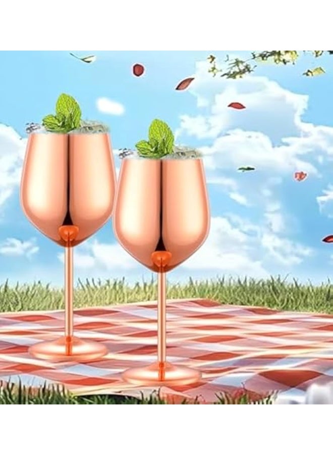 jaffiust Stainless Steel Wine Glasses Set of 2-Mothers Day Gifts for Mom, 18oz Unbreakable Unique Metal Wine Glass Ideal Gift for Outdoor, Travel, Camping, Pool - Image 1