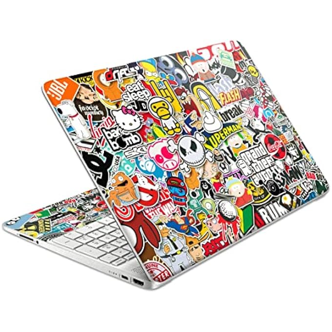 rayihni LAPTOP SKIN DECAL HP 15.6" - STICKER BOMB LAPTOP COVER STICKER NO CUTTING REQUIRED, NO BUBBLE, WATERPROOF, SCRATCH RESISTANT - INCLUDING WIDE SCREEN AND WRIST PAD - Image 1
