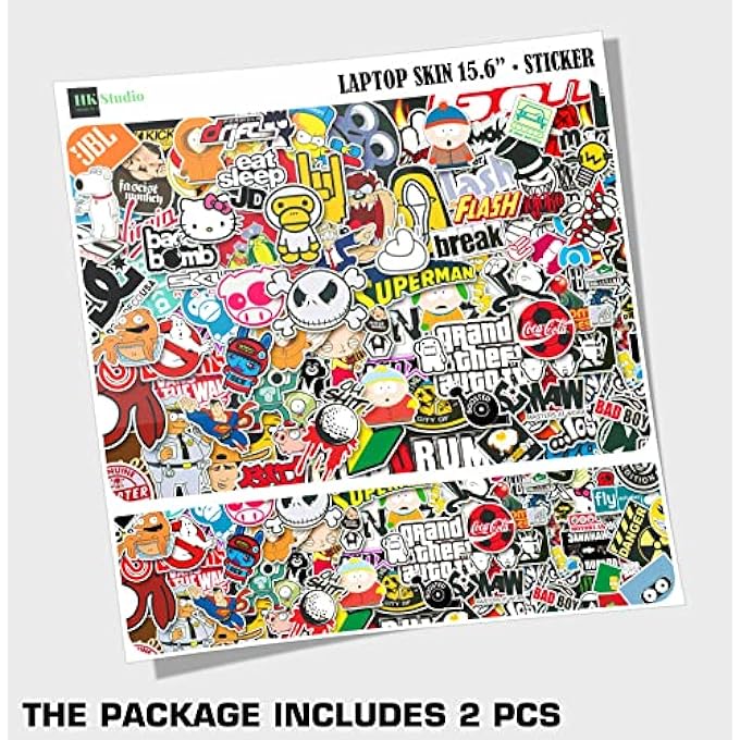 rayihni LAPTOP SKIN DECAL HP 15.6" - STICKER BOMB LAPTOP COVER STICKER NO CUTTING REQUIRED, NO BUBBLE, WATERPROOF, SCRATCH RESISTANT - INCLUDING WIDE SCREEN AND WRIST PAD - Image 3