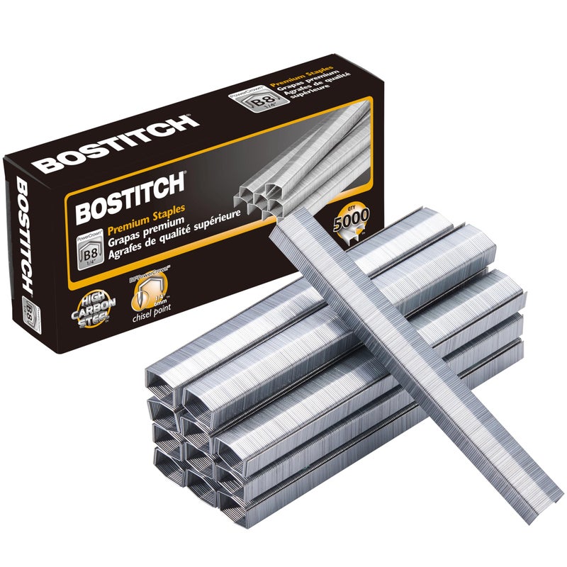 Bostitch Office B8 PowerCrown 0.25 Inch Staples, Pack of 5,000 Staples (STCRP21151/4), Silver - Image 1